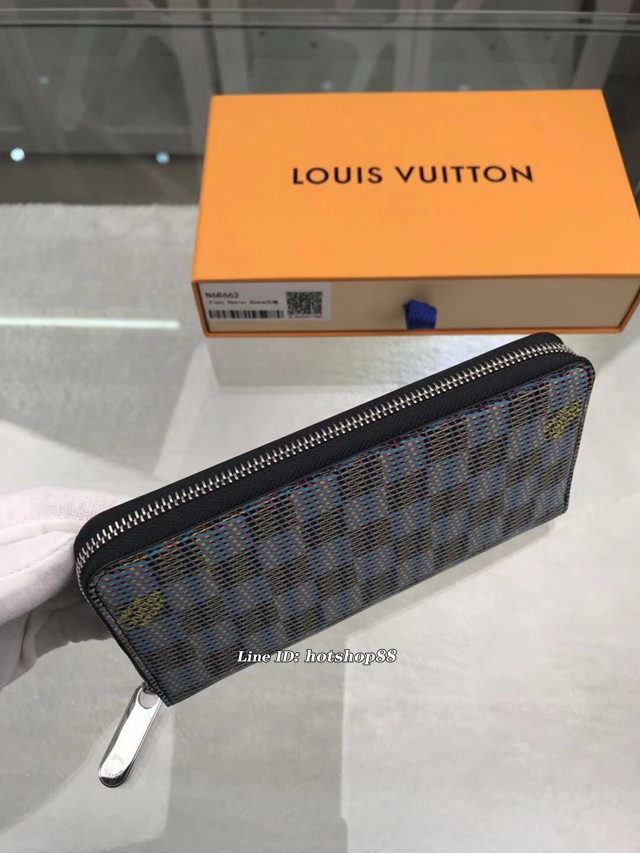 路易威登LV錢包 N68662蘭格 經典圖案浸潤霓虹色彩 Zippy拉鏈零錢包 LV長夾錢包 xxlv1912